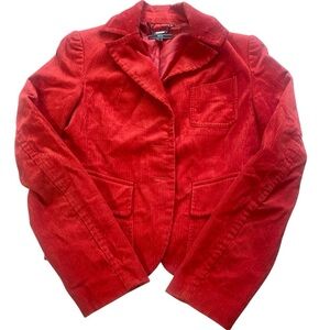 MNG by Mango Red Corduroy Blazer Women’s Size 4 Hook Closure Lined Jacket